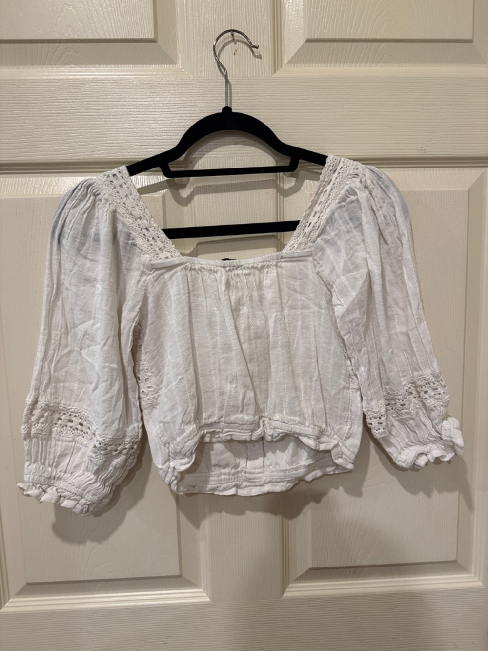 American Eagle white lace crop top, XS - Picture 6 of 7
